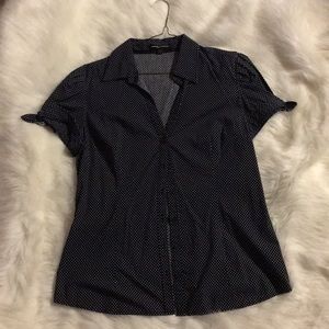Black white polka dot express shirt